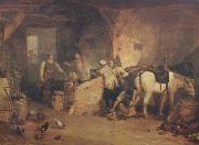 Joseph Mallord William Turner A country blacksmith disputing upon the price of iron,and the price charged to the butcher for shoeing his pony (mk310 oil on canvas